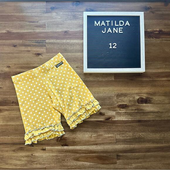 Matilda Jane Other - Matilda Jane Make Believe School Bus Shorties 12 Yellow Polka Dot Knit Shorts